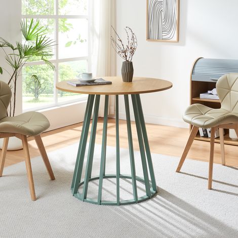 Esstisch Lensuu 76x Ø80 cm Pastellgrün/Eiche [en.casa]