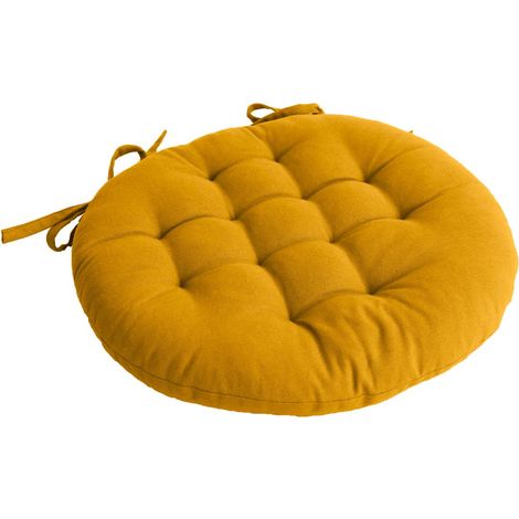 Galette de Chaise Piquée Uni "Panama" 38cm Moutarde