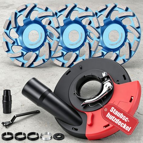 125mm 3pcs Meule Diamantée avec Capot d’Aspiration Bague d'adaptation et Connecteur d'aspirateur Brosses Remplaçables Bague Renforcée pour Ponçage Propre pour Béton Marbre Carrelage (1/5)