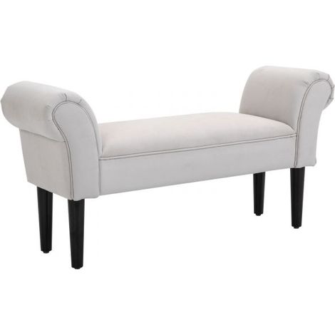 EASYCOMFORT Panca Fondo Letto Imbottita di Design con Braccioli Arrotolati per Camera da Letto, Grigio, 102x35x51cm
