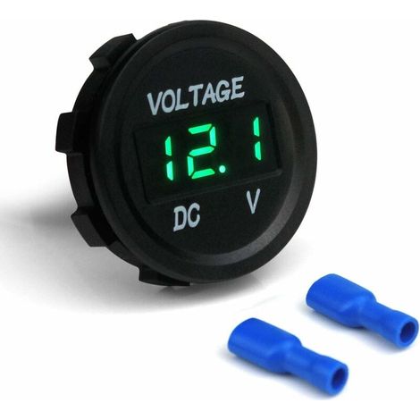 VURAHOME - Voltmètre Affichage Numérique Universel Imperméab Tension Compteur D Vert CC 12-24V pour Voiture Moto Camion (1/5)