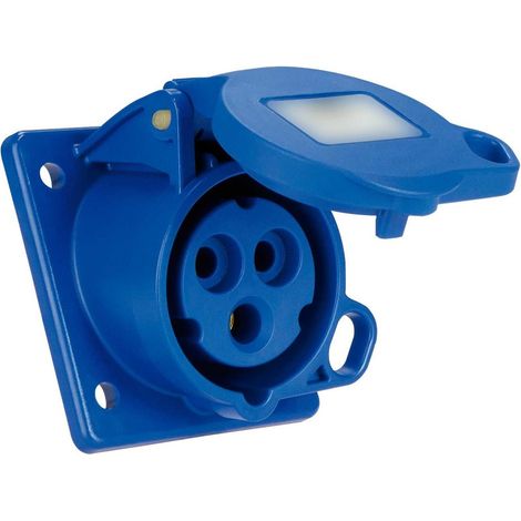 Base industriale da retrocornice inclinata 2P+T (32A 230V) IP44/IK09 8x9,7x10,2cm colore blu