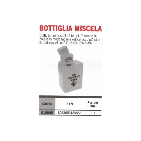 Bottiglia miscela 2 tempi crea in poco tempo più di 1 litro di miscela al 2%