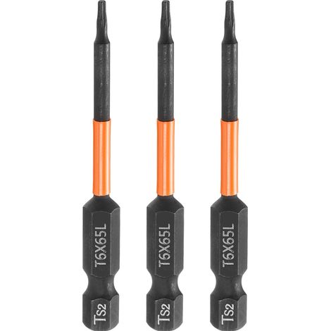 3Pcs Embout Tournevis Torx T6 1/4" Hex Shank Longueur 2.56"(65mm) (1/5)