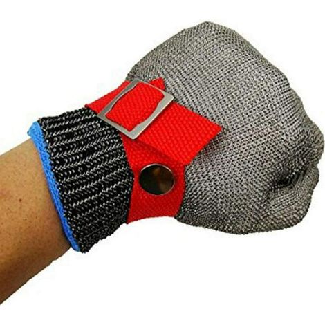 Gant Anti Coupures, Gant de Boucher, Maille d'acier Inoxydable, Protection de Niveau 5, Gant de Travail pour Abattage, Sculpture Sur Bois, Trancheuse à Mandoline (Taille L) (1/5)
