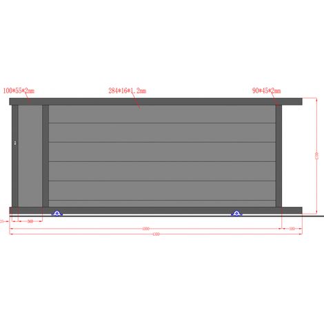 4M – Portail aluminium coulissant RAL7016 4000mm x 1700mm – Occultation totale – Motorisable – Lames larges horizontales (1/3)