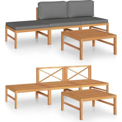 Maison Exclusive - 4-tlg. Garten-Lounge-Set mit Grauen Kissen Mas (1/5)