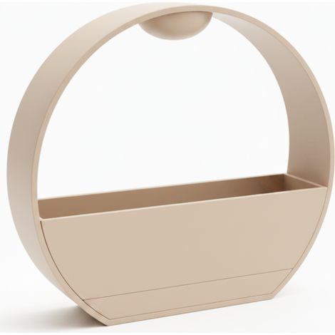 Pot de fleurs beige avec système d'arrosage pour plantes, aspect pierre (1/3)