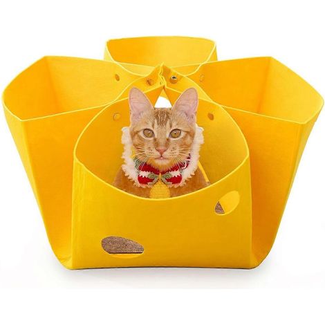 Nid tunnel en feutre pliable et déformable pour chat, maison semi-fermée pour chat ( ) (1/5)