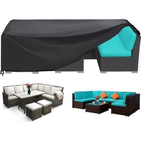 Copertura per mobili, copertura per salotto da giardino, copertura protettiva impermeabile per mobili da giardino in tessuto Oxford 420D nero (270x180x89cm) (1/4)