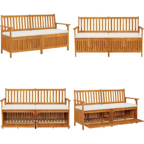 Cassapanca con Cuscino 148 cm in Legno Massello di Acacia - Panca esterna - Panca in acacia