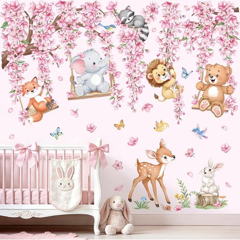 Stickers Muraux Fleurs Cerisier Branche Autocollants Mural Animaux (1/5)