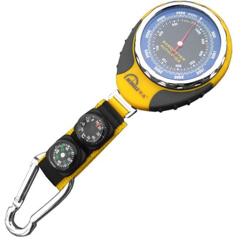 Barometre altimetre numerique multifonctionnel portable pour le camping en plein air, randonnee, escalade, modele : jaune (1/5)