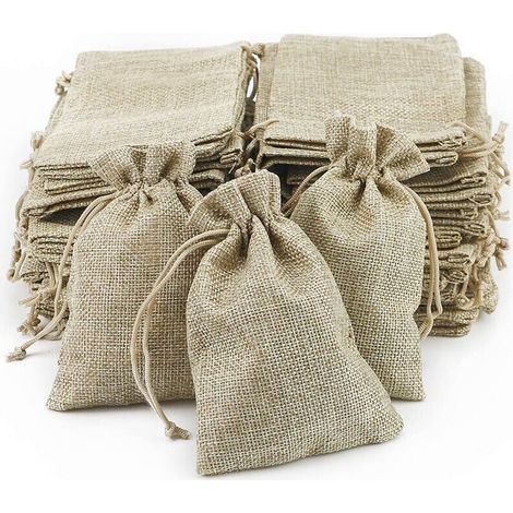 100 pieces jute bags, fabric bags, jute sachets, lavender wedding bags, gift bags, jewelry gift bags (13.5 x 9.5 cm) (1/4)