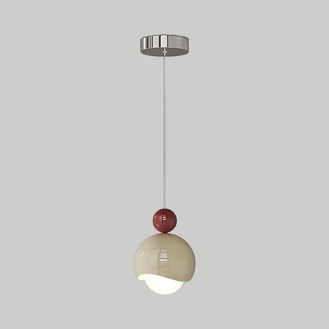 Suspension de chevet globe, suspensions en métal crème avec abat-jour en boule de verre, mini suspension sphérique, lustre LED moderne - 10W - 3 modes de couleur, lumières minimalistes nordiques