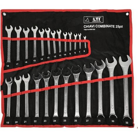 SET CHIAVI COMBINATE STELLA E FISSA 25pz 6-32mm ACCIAIO Cr-V