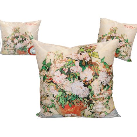 Almohada con relleno/cremallera - V. van Gogh, Jarrón con rosas (carmani)