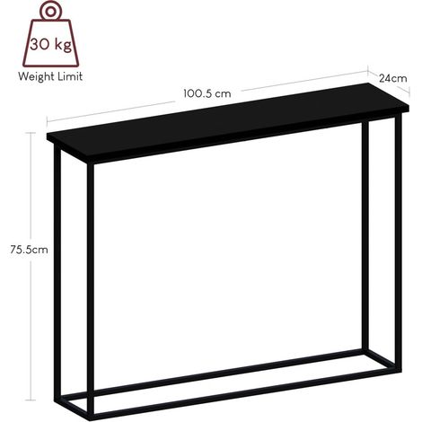 Narrow 100cm Console Table, Slim Hallway Table for Small Spaces, Industrial Metal Frame & Wood-Effect Top, Modern Entryway & Sofa Table