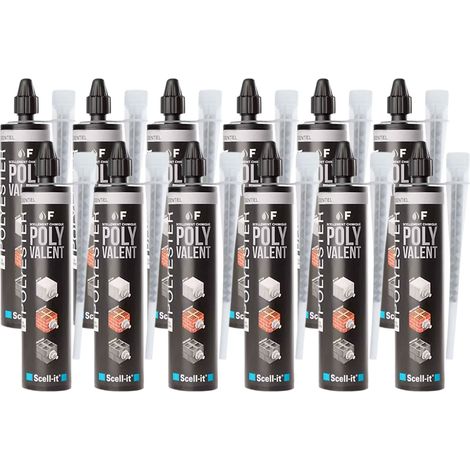 Lot de 12 scellement chimique 300 ml gris beton F300 Scell it