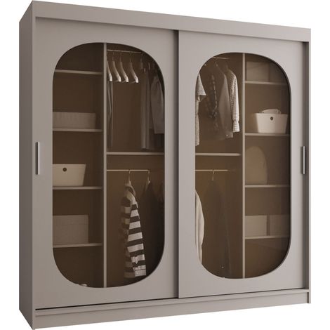 Armoire Hartford 521, Cachemire, 200x200x62cm, Portes d'armoire: Coulissantes, Nombre d'étagères: 9