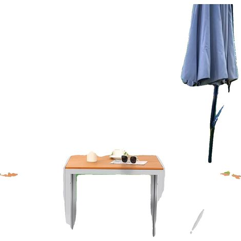 Ensemble de meubles de jardin, chaises pliantes réglables, table carrée en WPC, Gris. Grain de bois (1/2)