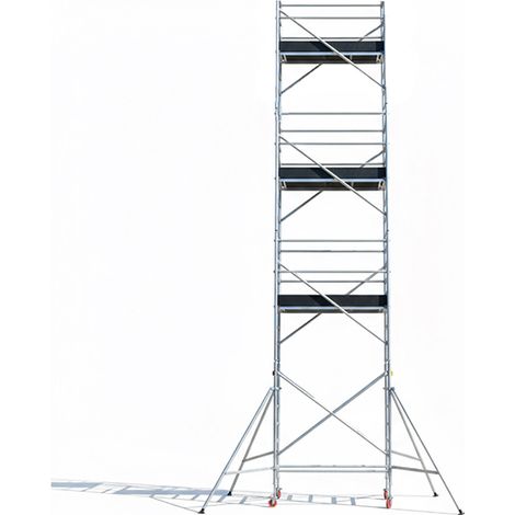 Echafaudage roulant aluminium 3 plateaux - Hauteur de travail maximum 7.84m - EURXHD-5GT