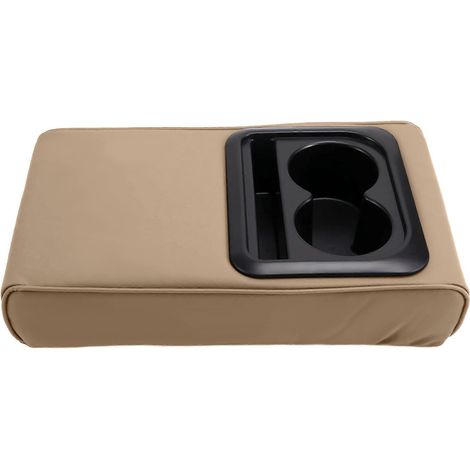 Universelles Mittelarmlehnenkissen für Autos mit integriertem Getränkehalter hinten und Anti-Ermüdungs-Ellbogenstütze, beige Farbe. (1/5)
