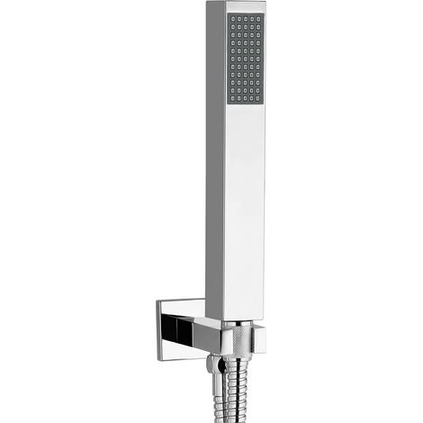 Set doccia cromo con doccino quadrato, presa acqua e flessibile (1/5)