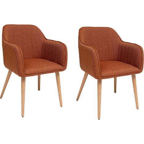 Atmosphera – Lot de 2 fauteuils de table 83cm ambre – Revêtement polyester – Assise rembourrée – Structure en contreplaqué et acier (1/5)