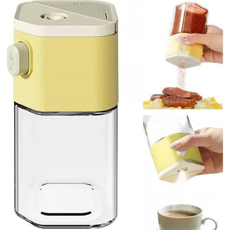 HOXILEELEOPot spezia frullatore 200 ml, il pagamento precisa, scatola per sale/pepe trasparente impermeabile giallo 6,1 x 12,5 cm (1/5)