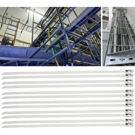 200 colliers de serrage autobloquants à billes en acier inoxydable de 4,6 mm de large, feuillard métallique en acier inoxydable SS201, sangles pour chemins de câbles (1/5)