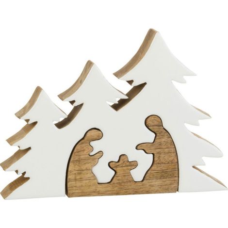 Crèche de Noël & Sapins "Puzzle" 25cm Blanc & Naturel (1/4)