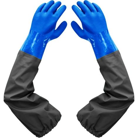 Frosted Waterproof Pond Cleaning Gloves, 26 inch Flocked Lining, Elastic Cuffs, for Chemical Industry, Agriculture, Fishing, Construction (1/5)