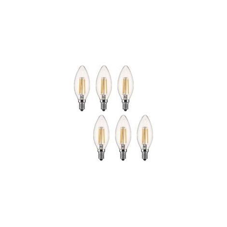 Ampoule Led E14 Dimmable Bougie Led E14 4w Blanc Chaud 2700k, Filament Led Petit Culot à Vis, Equivalent 40w, Lot de 6 fg