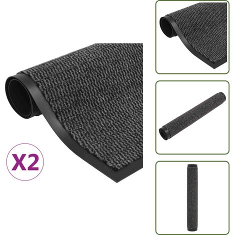 The Living Store Paillassons rectangulaires 2 pcs 80 x 120 cm Anthracite - Tapis de protection (1/5)