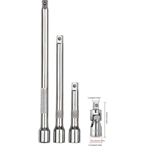 Ensemble de 4 rallonges en acier au chrome-vanadium CR-V de 1/4", 2"/50 mm, 4"/100 mm, 6"/150 mm (ensemble de trois pièces) (1/5)