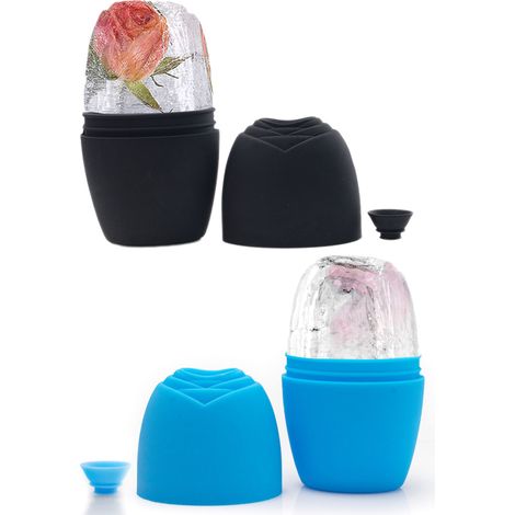 Lot de 2 rouleaux de glace pour le visage, en silicone de qualité alimentaire, pour tonifier la peau, réutilisables, pour soulager les poches et les gonflements du visage et des yeux, et atténuer les (1/5)
