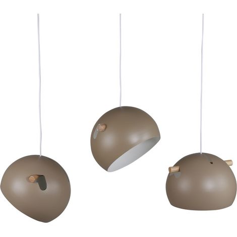 Lampe Suspension Design 3 Lampes "Tubbie" 73cm Marron (1/5)