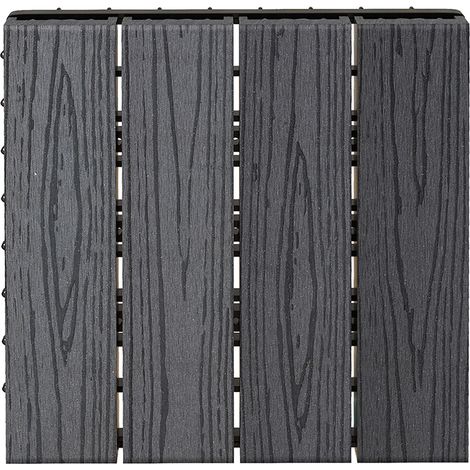 Lot de 11 dalles de terrasse emboîtables, surface max. 1 m², installation facile, dimensions 30x30 cm. (1/5)