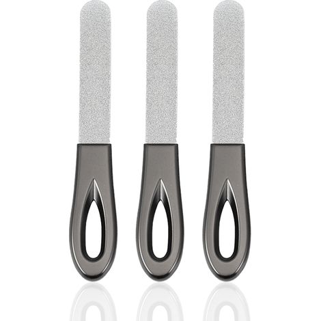 Lot de 3 limes à ongles en acier inoxydable avec manche antidérapant et grain diamanté. Limes à ongles en métal, type émeri, pour ongles naturels. (1/5)