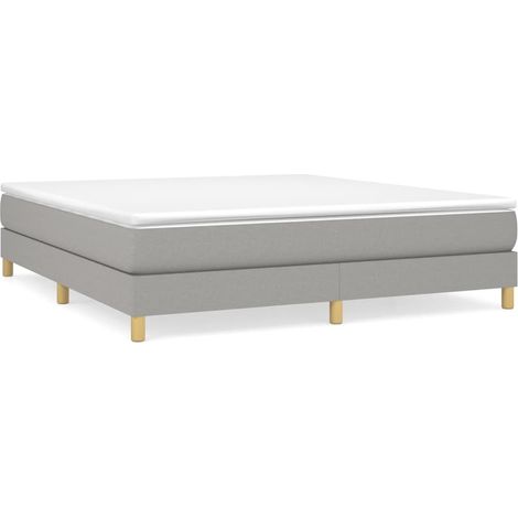 Lit double Lit adulte Sommier à lattes de lit avec matelas Gris clair 160x200cm Tissu