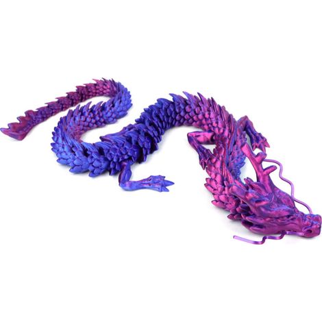 Drago di cristallo articolato da 45 cm stampato in 3D, ideale come giocattolo antistress o oggetto decorativo. Perfetto per la casa, l'ufficio e i collezionisti. - Viola (1/3)