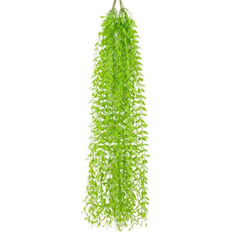 Simulation de feuille de saule en rotin, plante verte suspendue au mur, en plastique, pour un mariage (1/5)