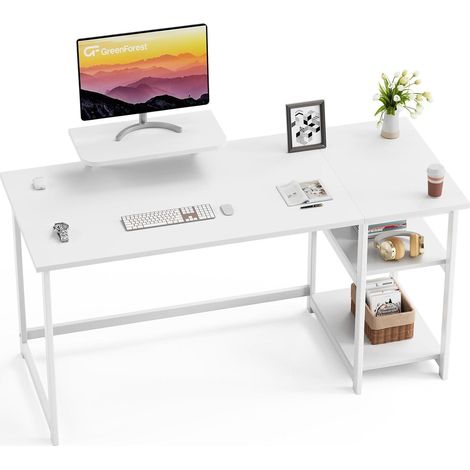 Schreibtisch 140cm mit Stauraum und Monitorständer für Home Office (1/5)