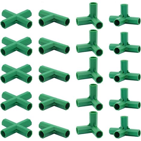 Lot de 20 fixations de 16 mm, 4 types différents, support stable et robuste pour structure de serre, convient pour les treillis de vigne, les brise-soleil et les abris de jardin. (1/5)