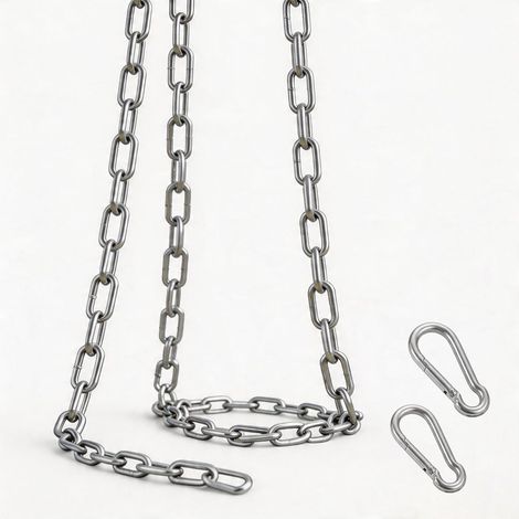 Chaîne en acier inoxydable vendue au mètre, 3,2 mm, 3 m, chaîne en acier inoxydable 304, avec mousqueton, chaîne à suspendre, chaîne pour chien, rallonge pour fauteuil suspendu (3,2 mm (3 m) (1/5)
