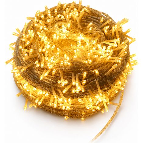 Guirlande Lumineuse LED Jaune Étanche Extérieure, Décoration Noël, 200 LED, 220 V avec Connecteur Terminal (1/5)