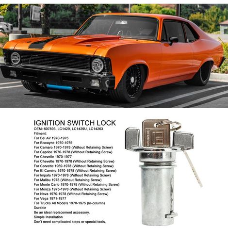 Serrures de contact d'allumage avec 2 clés LC1429 - Bel Air, Biscayne, Camaro, Caprice, Chevelle, Chevette et (1/5)