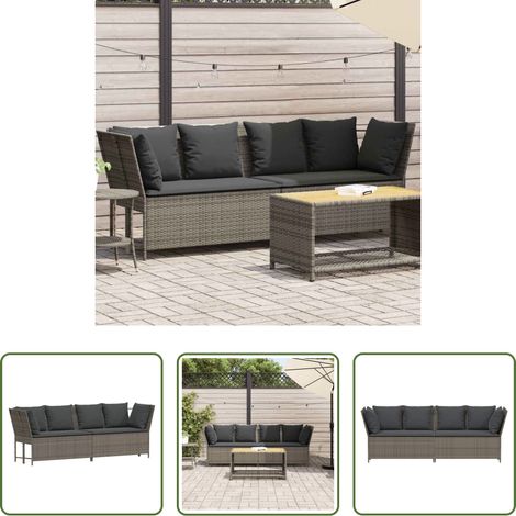 Rattan -  Gartensofa mit Kissen Grau Poly Rattan (1/5)