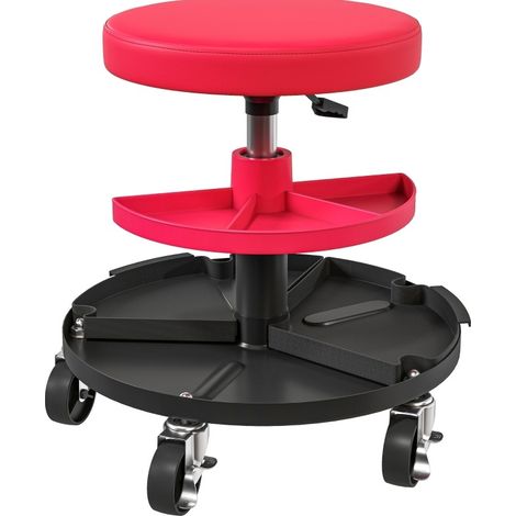 Taburete de taller con ruedas de acero rojo regulable 40-51 cm (1/5)